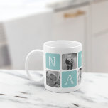 NANNY Grandmother Photo Collage Coffee Mug<br><div class="desc">Customise this cute modern mug design to celebrate your favourite grandma this Father's Day,  Christmas or birthday! Design features alternating squares of photos and turquoise aqua letter blocks spelling "NANNY" in modern serif lettering. Add five of your favourite square photos (perfect for Instagram!) using the templates provided.</div>