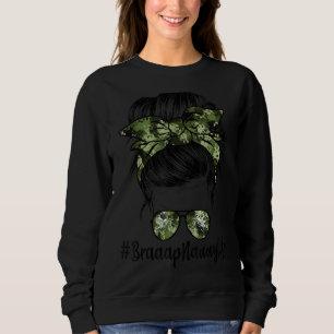 Nanny Life Camouflage Glasses Messy Bun Mum Mother Sweatshirt