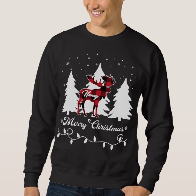 Nanny Moose Buffalo Red Plaid Christmas Matching F Sweatshirt (Front)