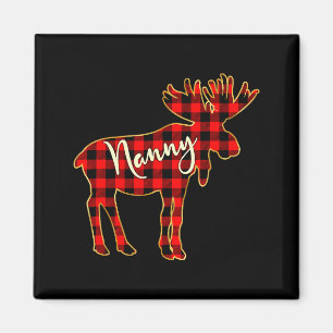 Nanny Moose _ Buffalo Red Plaid Family Christmas Magnet