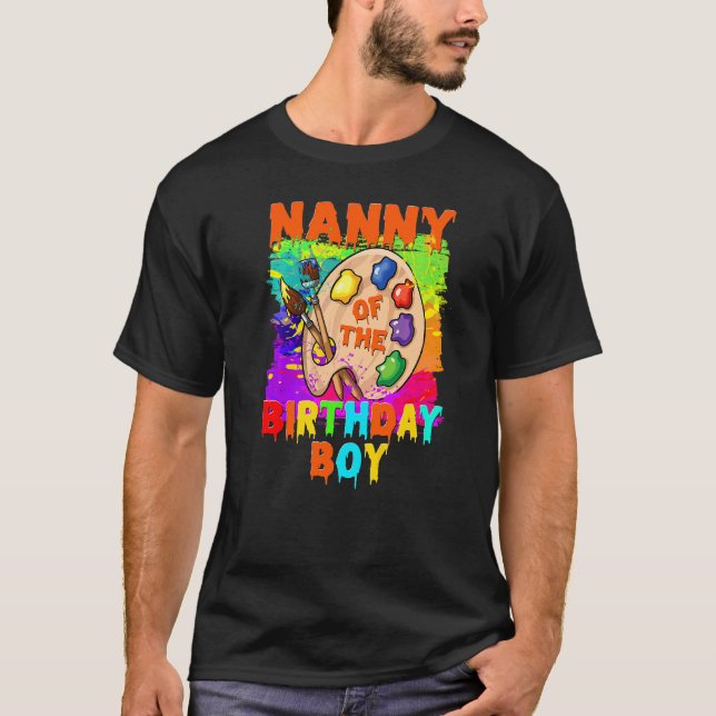 Nanny Of The Birthday Boy Painting Family B Day Pa T-Shirt (Front)