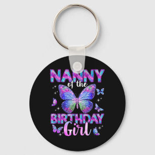 Nanny Of The Birthday Girl Butterfly Family Key Ring