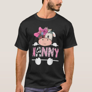 Nanny Of The Birthday Girl Pink Cute Cow Matching  T-Shirt