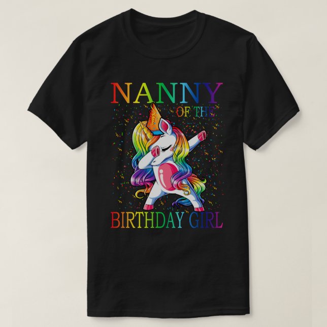 NANNY Of The Birthday Girl Unicorn  T-Shirt (Design Front)