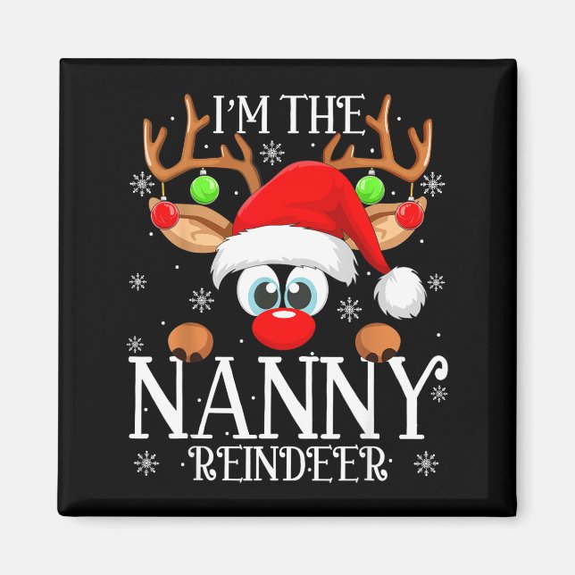 Nanny Reindeer Christmas Family Matching Group Fun Magnet (Front)