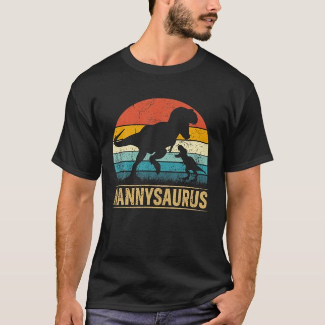 Nanny Saurus T Rex Dinosaur Nannysaurus Funny Moth T-Shirt (Front)