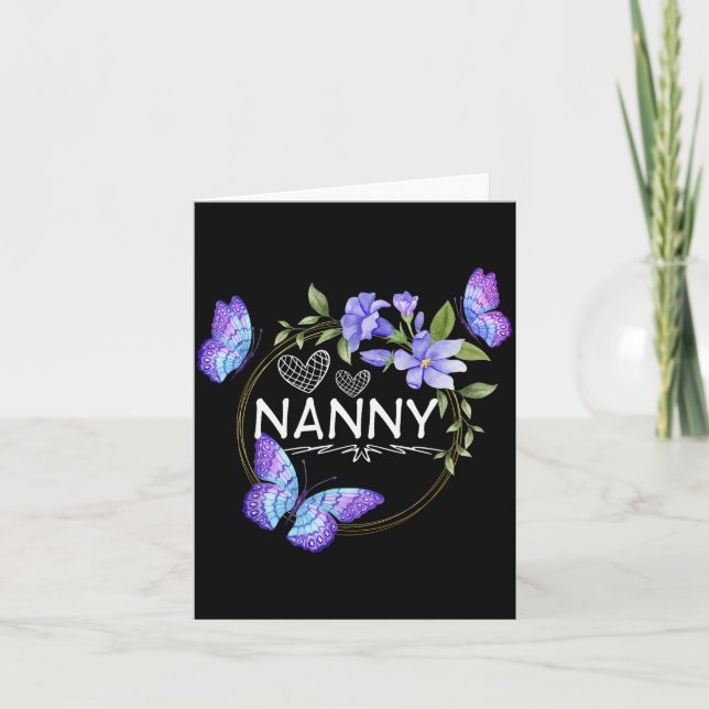 Nanny Shirt For Women With Butterflies Mother's Da Card (Front)