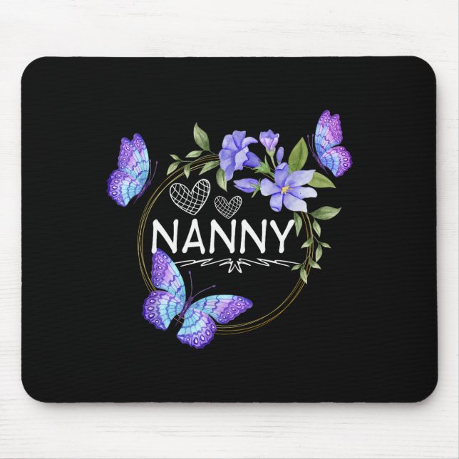 Nanny Shirt For Women With Butterflies Mother's Da Mouse Pad (Front)