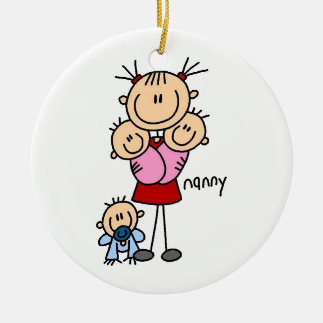 Nanny Stick Figure Ceramic Tree Decoration (Front)