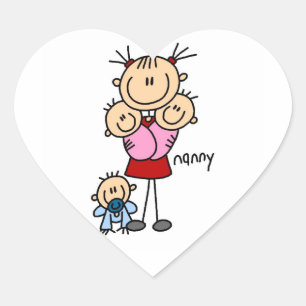 Nanny Stick Figure Heart Sticker