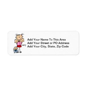 Nanny Stick Figure Return Address Label