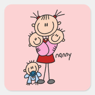 Nanny Stick Figure Square Sticker