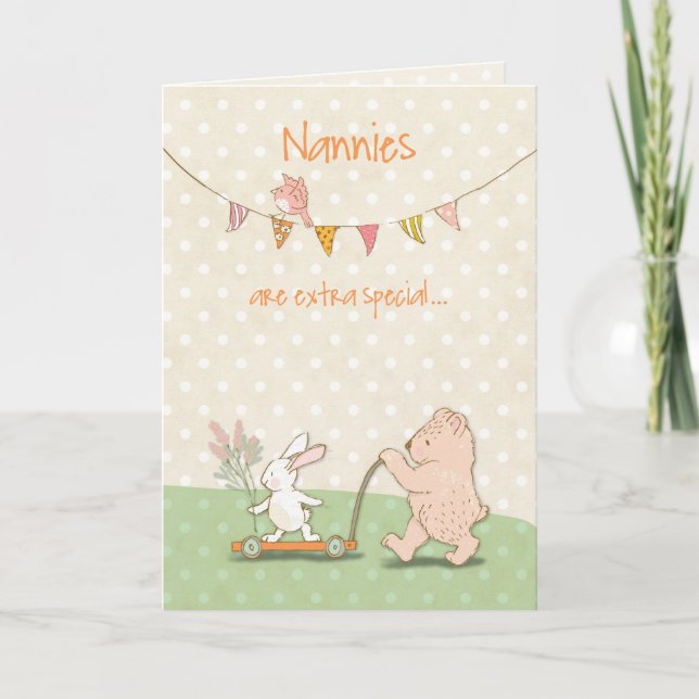 Nanny Thanks Bear and Bunny Thank You Card (Front)