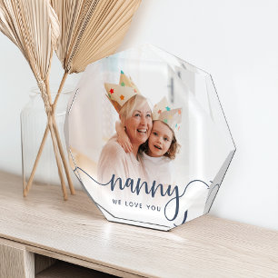 Nanny We Love You   Grandma Script Overlay Photo Block