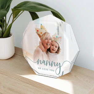Nanny We Love You   Grandma Script Overlay Photo Block