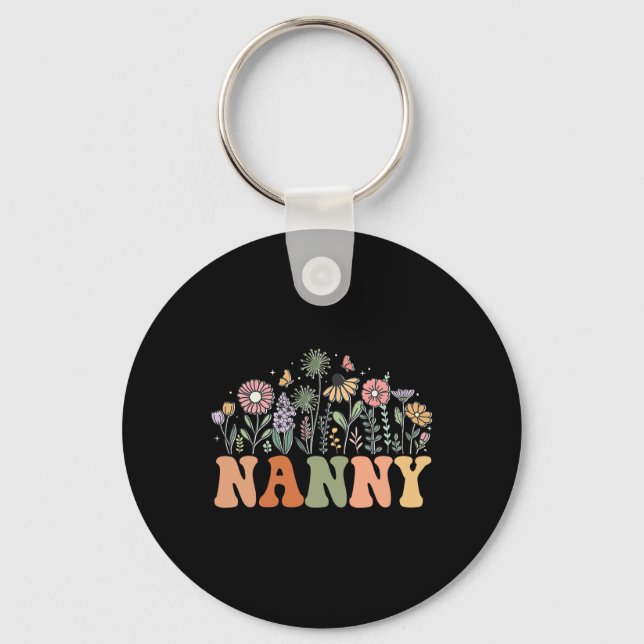 Nanny Wildflower Floral Birthday Baby Shower New N Key Ring (Front)