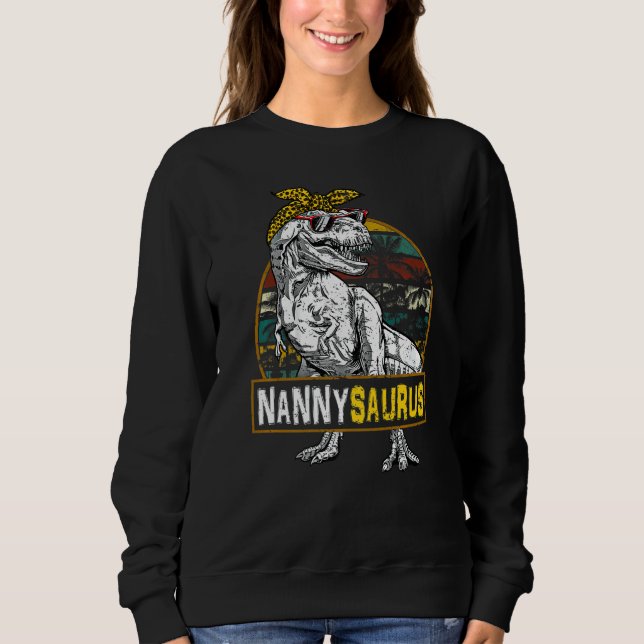 Nannysaurus Leopard Rex Dinosaur Nanny Saurus Moth Sweatshirt (Front)