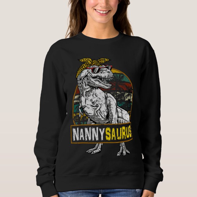 Nannysaurus Leopard Rex Dinosaur Nanny Saurus Moth Sweatshirt (Front)