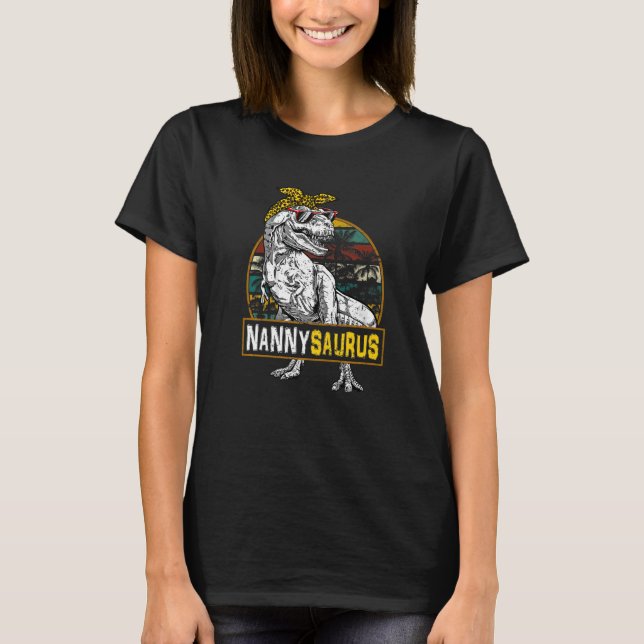 Nannysaurus Leopard Rex Dinosaur Nanny Saurus Moth T-Shirt (Front)