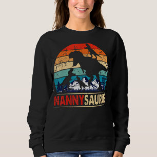 Nannysaurus T Rex Nanny Dinosaur 3 Kids Funny Moth Sweatshirt
