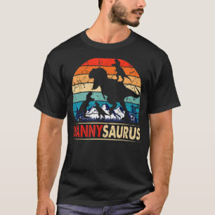 Nannysaurus T Rex Nanny Dinosaur 3 Kids Funny Moth T-Shirt