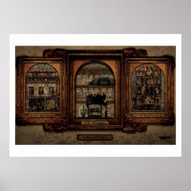 NaNoEdMo triptych Poster (Front)