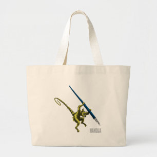 NaNoLA - Lemur with fountain pen Large Tote Bag