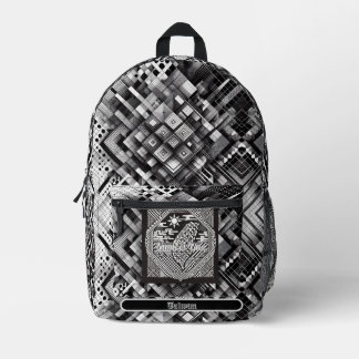 Nanometer Plaid Geometric Country Taiwan Monogram  Printed Backpack