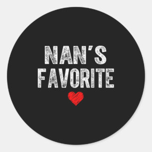 Nan's favourite heart graphic for mothers day classic round sticker
