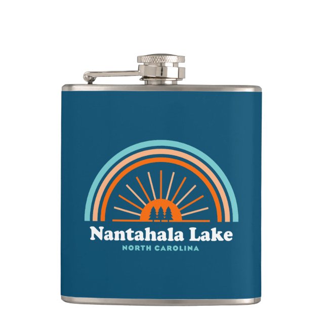 Nantahala Lake North Carolina Rainbow Hip Flask (Front)