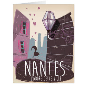 Nantes France city travel poster