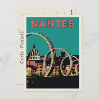 Nantes France view of the city by night Postcard