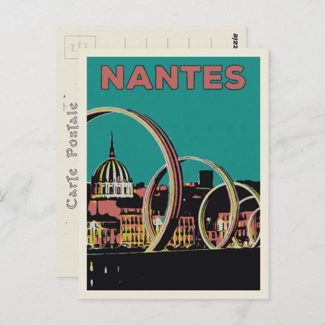 Nantes France view of the city by night Postcard (Front/Back)