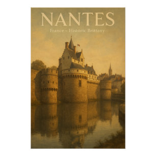 NANTES of France — Historic Brittany Retro Poster