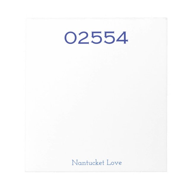 Nantucket 02554 Zip Code Notepad (Front)