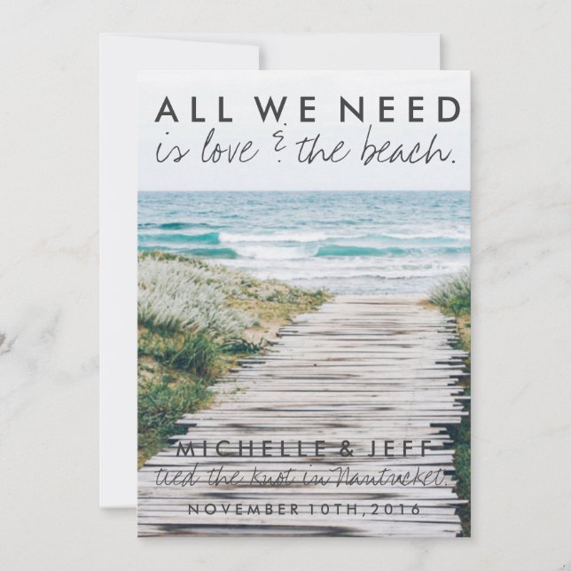Nantucket Beach Eloped Wedding Announcement (Front)
