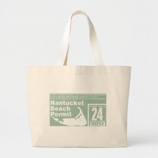 Nantucket Beach Permit 2024 green Large Tote Bag