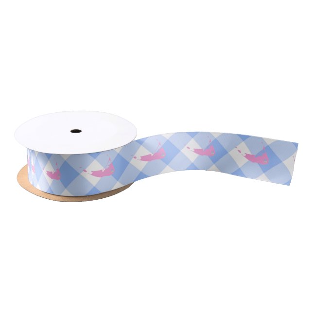 Nantucket blue gingham Satin ribbon (Spool)