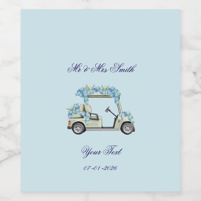 Nantucket Blue Hydrangea Golf Cart Label Set (Single Label)