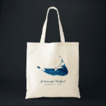 Nantucket Blue Watercolor Map Wedding Guest Tote Bag<br><div class="desc">Navy Blue Watercolor Nantucket  Map  | Perfect for your Wedding Guest Favour Bag to give to your out of town guests coming to your wedding. Fill it up with goodies! For enquiries about custom design changes by the independent designer please email paula@labellarue.com BEFORE you customise or place an order.</div>