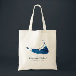 Nantucket Blue Watercolor Map Wedding Guest Tote Bag<br><div class="desc">Navy Blue Watercolor Nantucket  Map  | Perfect for your Wedding Guest Favour Bag to give to your out of town guests coming to your wedding. Fill it up with goodies! For enquiries about custom design changes by the independent designer please email paula@labellarue.com BEFORE you customise or place an order.</div>