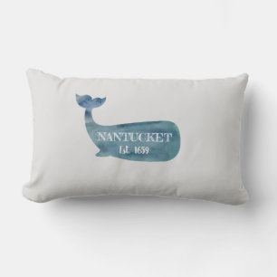 Nantucket Blue Whale Beach Lumbar Cushion