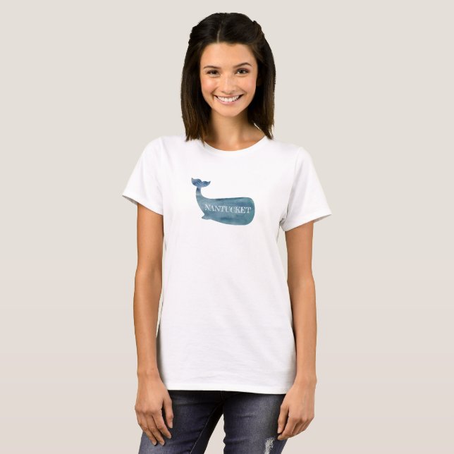 Nantucket Blue Whale Beach T-Shirt (Front Full)
