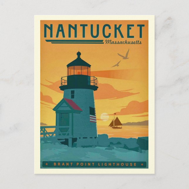 Nantucket Brant Point Lighthouse Postcard (Front)