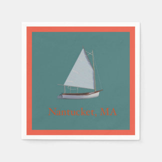 Nantucket Cat Boat. Sailboat Cocktail Napkins.  Na Napkin