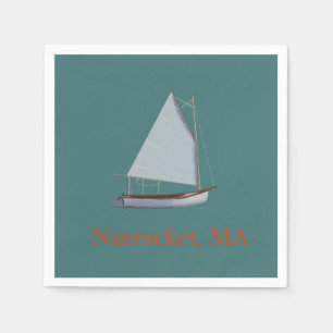 Nantucket Cat Boat. Sailboat Cocktail Napkins. Napkin