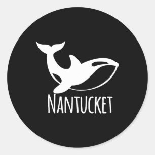 Nantucket Coastal Seashore Boating Sailing Fish Cu Classic Round Sticker
