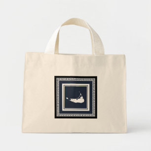 Nantucket Greek Key Tote in Black White/Grey