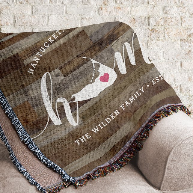 Nantucket Home Town Personalized Wood Look Throw Blanket (Creator Uploaded)