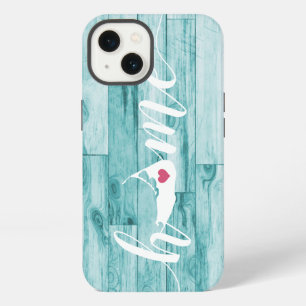 Nantucket Hometown Map Turquoise Wood Look iPhone 13 Case